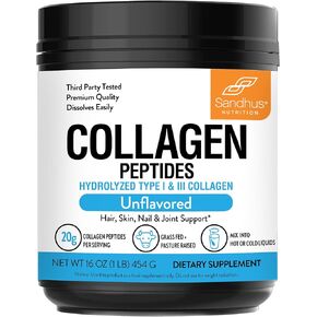 Sandhu's Bovine Colostrum with Collagen Powder | Hair, Beauty, Skin & Nail Supplement | Supports Gut, Immune Health | Digestive Enzymes | 45 Servings Large Pack | Nutrition for Women