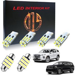 LED Interior Light Kit for 2020 2021 Kia Telluride LX Hyundai Palisade 6000k White Map Dome Visor Cargo License Plate Bulbs 3014 SMD (9 Pieces)