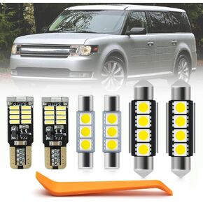17pcs White Interior LED Lights Bulbs Kit for Ford Flex 2009 2010 2011 2012 2013 2014 2015 2016 2017 2018 2019 Map Dome Trunk License Plate Lights Interior Light Bulbs + Install Tool