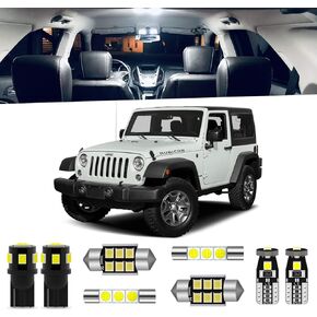 6-Pieces Wrangler Interior LED Light Kit for 2007-2018 Jeep Wrangler JK 4-Door White 6000K Interior LED Lighting Package+ License Plate Lights, Install Tool