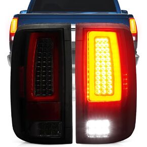 LED Tail Light Fit for Ford F-150 F150 2004-2008 [Factory Halogen Model] Fleetside Styleside, Taillight Assembly Replacement Left + Right Pair, Smoke Lens