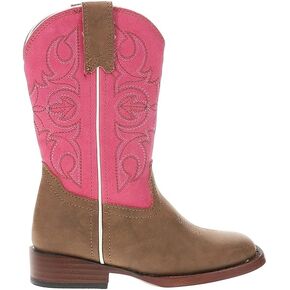 ROPER Kids Girls Ainsley Square Toe Casual Boots Mid Calf - Brown, Pink