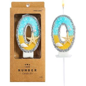 PHD CAKE 2.76 Inch Number 0 Beach Birthday Candles, Beach Themed Number Candles, Party Celebration