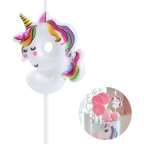 Number 3 Birthday Candle Unicorn 3 Cake Toppers Decoration for Happy 3rd Birthday Party Supplies Unicorn Birthday Decor, Sleeping Unicorn Three with Vivid Rainbow Color