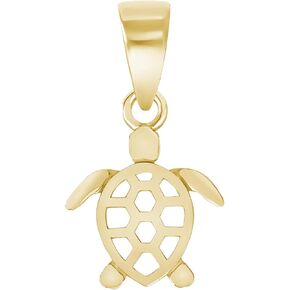 14k Solid Gold Tiny Sea Turtles Pendant, Dainty Gold Turtle Charms Pendant, Yellow Gold Jewelry for Women Trendy, Turtle Charms Jewelry for Sea lovers Made in USA