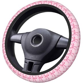 Car Steering Wheel Cover Universal Neoprene Anti Slip Car Accessories Decorative Wheel Protector 15 Inch - Pink Bow 2