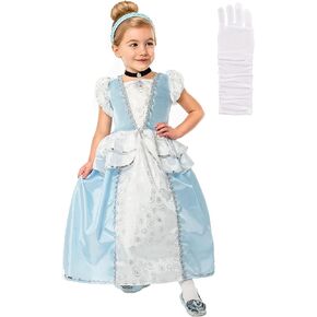 Cinderella Princess Dress Costume with Headband, Necklace, and White Glove Accessories Medium Age 3-5