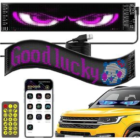 Devil Eyes Light for Cars, Colorful Eye Lamp Soft Screen for Car Windows, Large Programmable Flexible LED Screen, DIY Car Dynamic LED Smart Colorful Eye Lamp Soft Screen(2.8 * 6.8in)