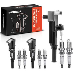 A-Premium Ignition Coils and Spark Plugs Kits Compatible with Ram 1500 2011-2012, Dakota 2011 & Jeep Grand Cherokee/Commander 2009-2010, Liberty & Dodge Durango, Nitro & Mitsubishi Raider 3-PC Set