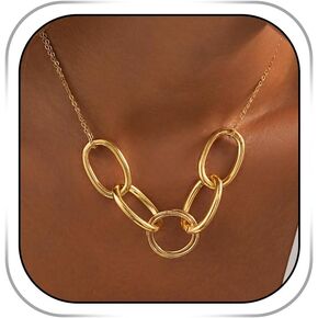 Gold Chunky Necklace Layered Cuban Choke Necklaces Trendy Punk Necklace Statement Thick Jewelry for Women Holiday