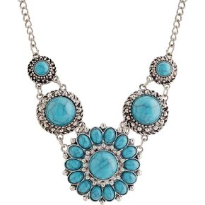 MINACHI Bohemian Retro Sunflower Created Turquoise Necklace Choker, Ethnic Chunky Style, Gift Jewelry for Women