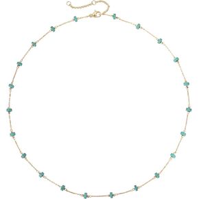 Gold Turquoise Choker Necklaces for Women 14K Gold Plated Dainty Turquoise Beads Choker Simple Cute Summer Jewelry