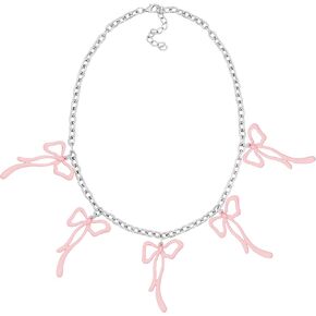Harajuku Edgy Aesthetic Bow Pendant Cool Choker Necklace Costume Jewelry Accessories Necklaces Romantic Gifts for Girls Women Trendy In Her Their 20s