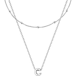 ChicSilver Layered Initial Necklace for Women Girls 925 Sterling Silver Dainty Satellite Chain Choker Initial Pendant Necklace