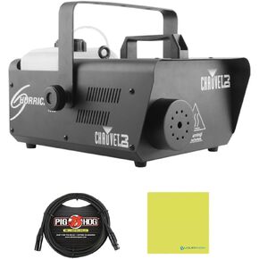 Chauvet H1600 Hurricane 1600 Lightweight High Output Fog Machine Bundle w/Pig Hog PHDMX10 Lighting Cable and Liquid Audio Polishing Cloth