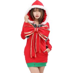 haikyuu Women Christmas Costume Santa Cosplay Long Sleeve Hoodie Dress Pullover With Pocket