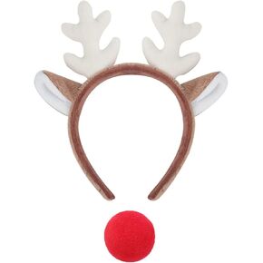 Antlers Headbands with Red Nose Reindeer Antlers Headband rudolph Red Nose Antlers HairHoop Headpiece Christmas Party