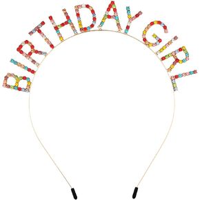 Birthday Girl Headbands Birthday Tiara for Women Happy Birthday Girl Headpiece Sweet Princess Rhinestone Crystal Diamond Birthday Hair Band Hair Hoop (Colorful)