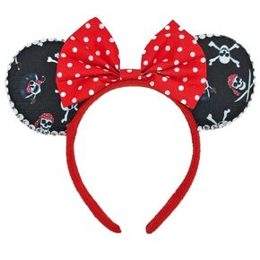 ZHENNAN Halloween Mouse Ear Headbands for Women and Men, Plush Pirate Hat Mouse Ear Headbands, Halloween Party Decorations Hair Accessories for Adult