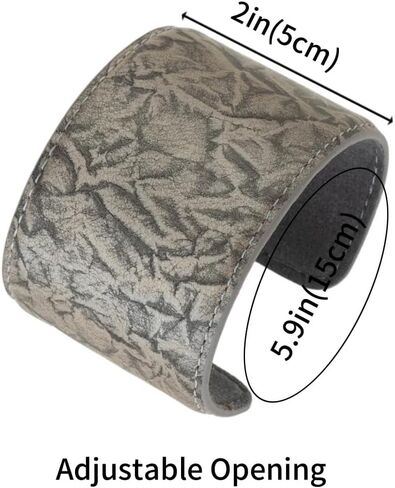 Leather Cuff Bracelet Wide Adjustable Open Bangle Bracelets Snakeskin Animal Print Leather Wrap Bracelet for Women Jewelry in Saudi Arabia