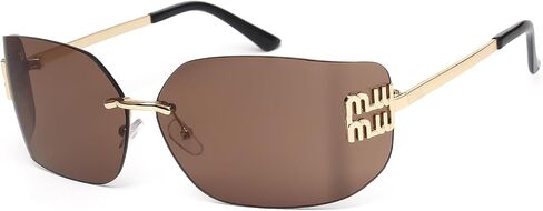 KENBO Futuristic Rimless Y2K Sunglasses for Women Men Fashion Wrap Around Frame Trendy Shield Frameless Design in Saudi Arabia