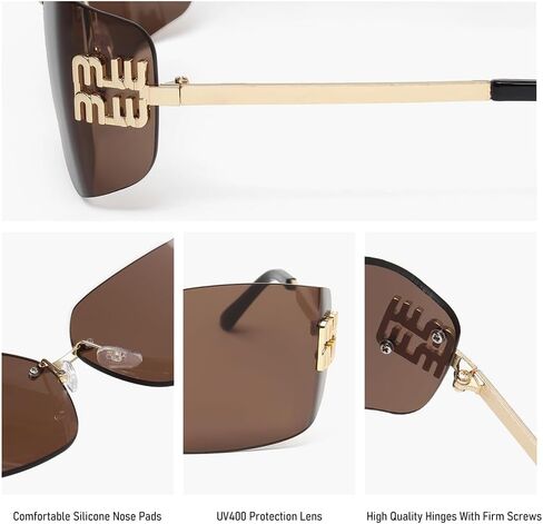 KENBO Futuristic Rimless Y2K Sunglasses for Women Men Fashion Wrap Around Frame Trendy Shield Frameless Design in Saudi Arabia