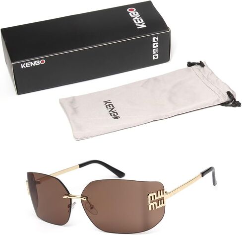 KENBO Futuristic Rimless Y2K Sunglasses for Women Men Fashion Wrap Around Frame Trendy Shield Frameless Design in Saudi Arabia