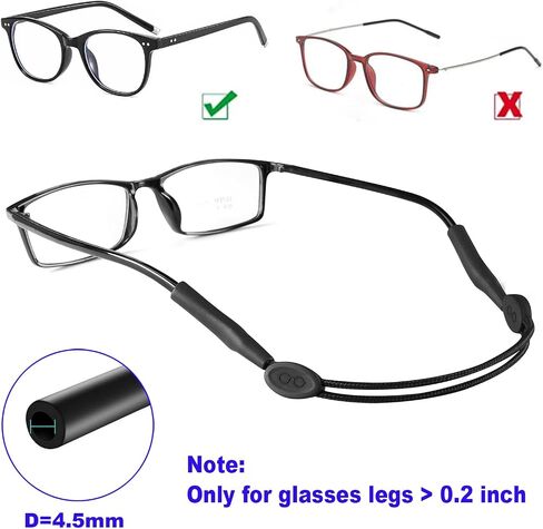 Glasses Strap- Adjustable Eyeglasses Strap Sports Sunglasses Straps Holder for Men Women- No Tail Glasses holder Eyewear Retainers Eye Glasses String Strap(4pcs Black 14inch) in Kuwait