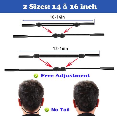 Glasses Strap- Adjustable Eyeglasses Strap Sports Sunglasses Straps Holder for Men Women- No Tail Glasses holder Eyewear Retainers Eye Glasses String Strap(4pcs Black 14inch) in Kuwait