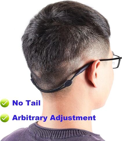 Glasses Strap- Adjustable Eyeglasses Strap Sports Sunglasses Straps Holder for Men Women- No Tail Glasses holder Eyewear Retainers Eye Glasses String Strap(4pcs Black 14inch) in Kuwait