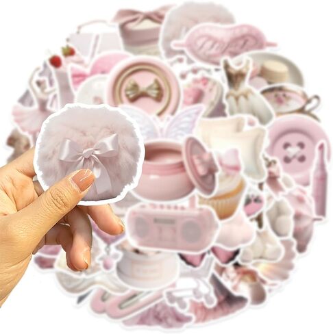 Yoksas 56Pcs Kawaii Purple Stickers - Vinyl Waterproof Aesthetics Cute Girls Decal for Water Bottles,Scrapbook,Laptops,Tumbler,Phone,Luggage in Saudi Arabia