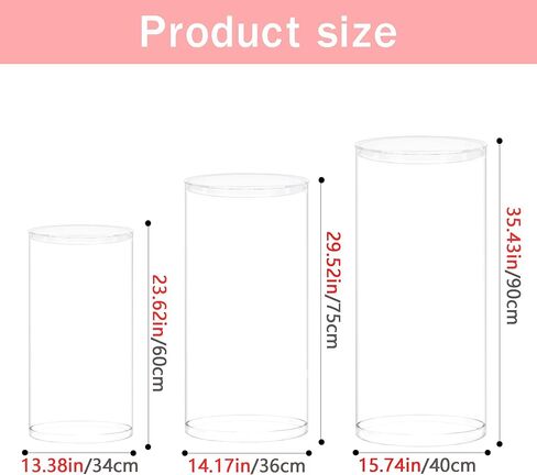 Cylinder Pedestal Stands Party 3Pcs White Round Cylinder Pedestal Display Plinth Pillars for Wedding Party Decor 35.4''(L),29.5''(M),23.6''(S) in Saudi Arabia