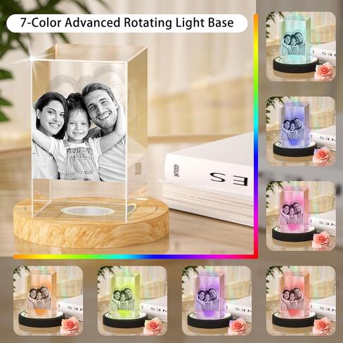 7 Colors Wooden LED Monochrome Light Base Round Display Stand, Suitable for Crystal Artwork, Party Decoration in Kuwait