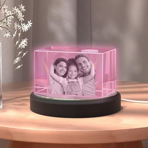 7 Colors Wooden LED Monochrome Light Base Round Display Stand, Suitable for Crystal Artwork, Party Decoration in Kuwait