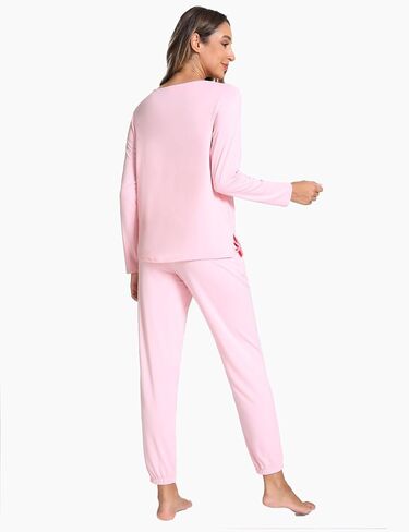 Bamboo Viscose Womens Pajamas Set Long Sleeve V Neck Sleep Sets with Pockets in Saudi Arabia