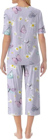QCIV Womens Pajama Sets V-Neck Short Sleeve Top and Capri Pants with Pockets Sleepwear Set Two Piece PJS in Saudi Arabia