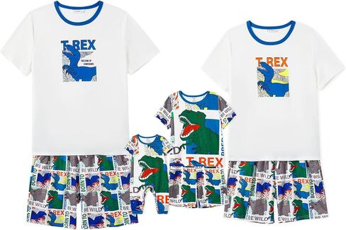 طقم بيجامات عائلية متطابقة مع رقبة دائرية وأكمام قصيرة قطعتين Pjs in Kuwait