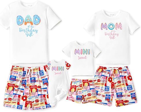 طقم بيجامات عائلية متطابقة مع رقبة دائرية وأكمام قصيرة قطعتين Pjs in Kuwait