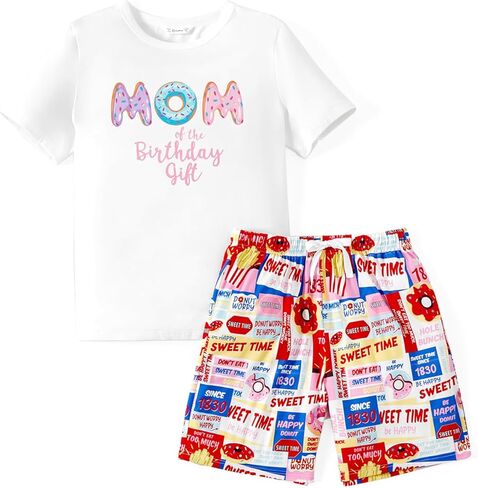 طقم بيجامات عائلية متطابقة مع رقبة دائرية وأكمام قصيرة قطعتين Pjs in Kuwait