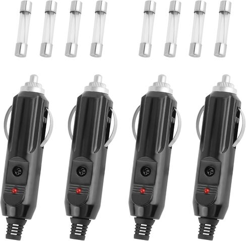 قطعتان من قابس ولاعة سجائر السيارة مع مؤشر، استبدال محول قابس ولاعة السجائر 12 فولت مع مصهر 15 أمبير و20 أمبير، ملحقات سيارة عالمية بقابس 12 فولت لمعظم السيارات (قطعتان) in Kuwait