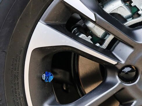 Abfer Skull Valve Caps Fun Wheel Tire Air Stem Dust Cover Cap Auto Decoration Accessories Fit Most Vehicle Car Truck Bike Motorcycle (Blue) in Kuwait