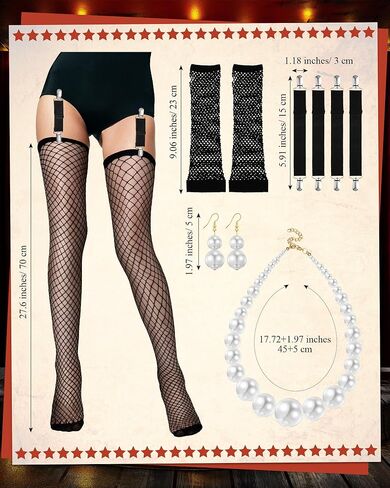 Mepase 9 قطع من إكسسوارات زي فيلم الرعب في الهالوين في السبعينيات، تتضمن قفازات شبكة صيد السمك، وأشرطة رباط، وأقراط كبيرة من اللؤلؤ المقلد، شعر مستعار أسود مجعد للرجال البالغين في الحفلات التنكرية in Kuwait