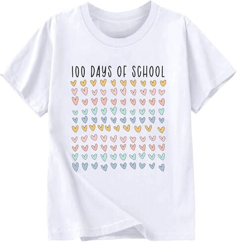 100 Days of School Shirt for Boys Girls Funny 101 Day of School Costume Short Sleeve Graphic Tee Tops Kids 3T-8T in Kuwait