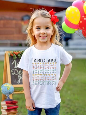 100 Days of School Shirt for Boys Girls Funny 101 Day of School Costume Short Sleeve Graphic Tee Tops Kids 3T-8T in Kuwait