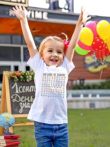 100 Days of School Shirt for Boys Girls Funny 101 Day of School Costume Short Sleeve Graphic Tee Tops Kids 3T-8T in Kuwait