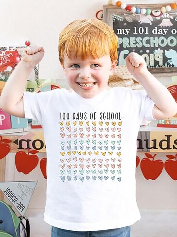 100 Days of School Shirt for Boys Girls Funny 101 Day of School Costume Short Sleeve Graphic Tee Tops Kids 3T-8T in Kuwait