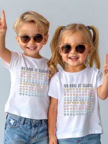 100 Days of School Shirt for Boys Girls Funny 101 Day of School Costume Short Sleeve Graphic Tee Tops Kids 3T-8T in Kuwait