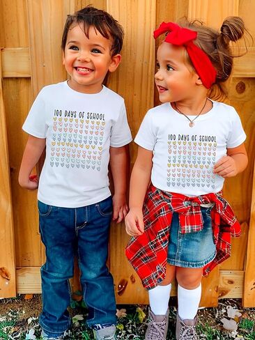 100 Days of School Shirt for Boys Girls Funny 101 Day of School Costume Short Sleeve Graphic Tee Tops Kids 3T-8T in Kuwait