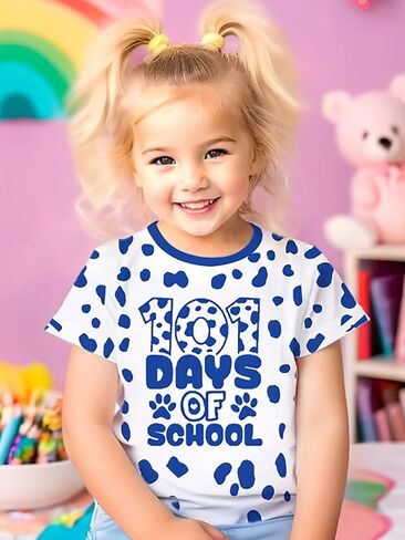 100 Days of School Shirt for Boys Girls Funny 101 Day of School Costume Short Sleeve Graphic Tee Tops Kids 3T-8T in Kuwait