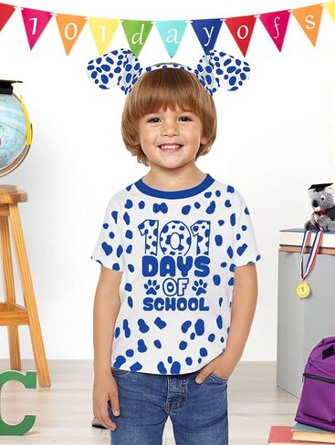 100 Days of School Shirt for Boys Girls Funny 101 Day of School Costume Short Sleeve Graphic Tee Tops Kids 3T-8T in Kuwait